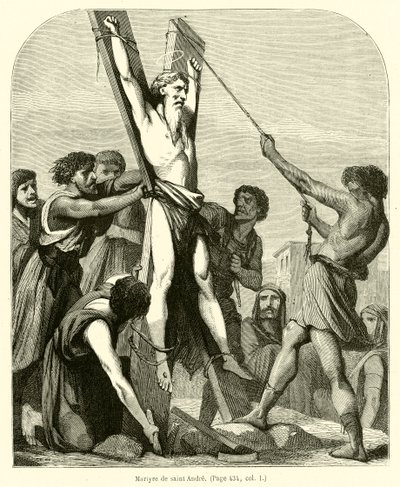 Sankt Andreas Martyrium (gravering) af French School