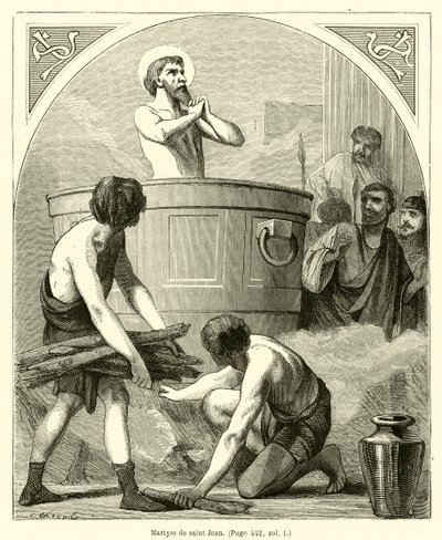 Sankt Johannes martyrium (gravering) af French School
