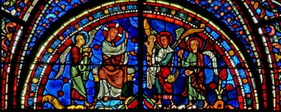Mary Magdalene vindue: Kristus velsigner Maria Magdalenes sjæl (w46) af French School