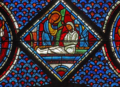 Maria Magdalene vindue: Lazarus - hans opstandelse (w46) af French School