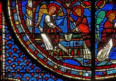 Maria Magdalene vindue: Maria ved Jesus grav (w46) af French School
