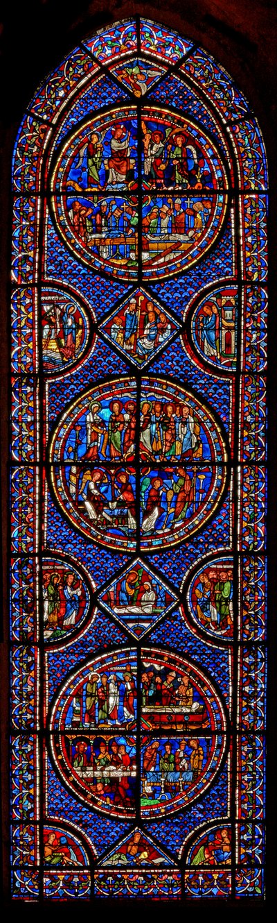 Mary Magdalene-vindue: scener fra hendes liv (w46) af French School