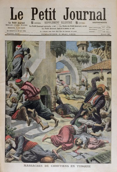 Massakre på kristne i Tyrkiet, forsideillustration fra Le Petit Journal 2. maj 1909 af French School