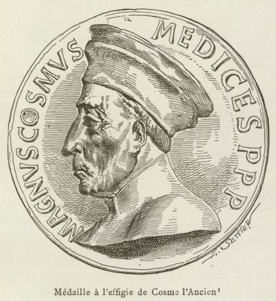 Medalje med billedet af Cosmo den Ældre (gravering) af French School