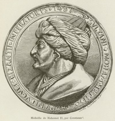 Medalje af Mahomet II, af Constanzo (gravering) af French School