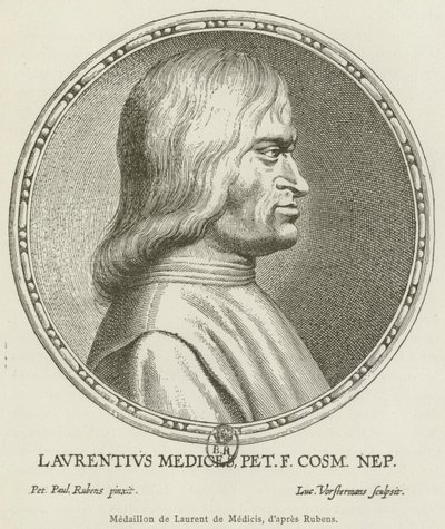 Medaljon af Laurent de Medicis (gravering) af French School