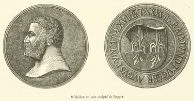 Fugger udskåret træmedaljon (gravering) af French School