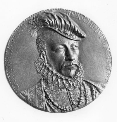 Medaljon af Charles IX, konge af Frankrig (bronze) af French School