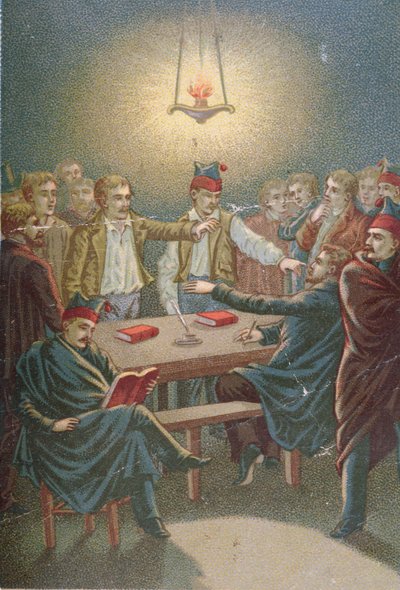 Carbonariernes møde, ca. 1815-30 af French School