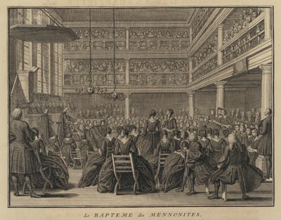 Mennonit dåbsceremoni (gravering) af French School