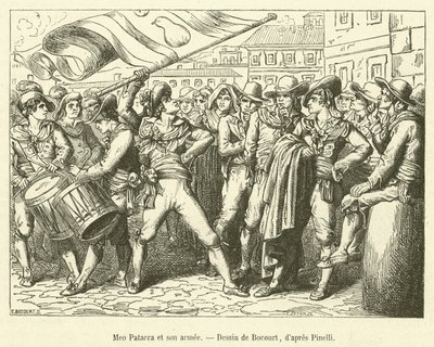 Meo Patacca et son armee (gravering) af French School