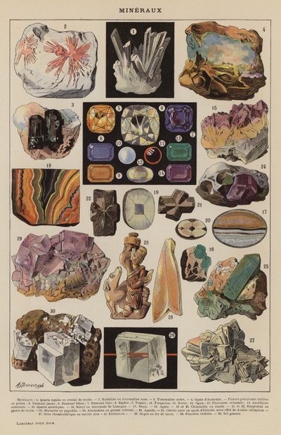 Mineraler (farvelitografi) af French School