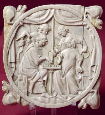 Spejlkasse forestillende et spil skak, ca. 1300 af French School