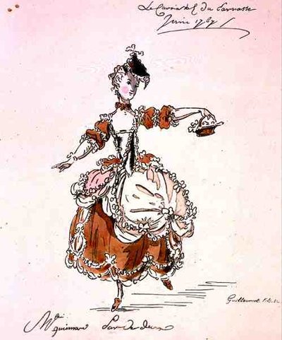 Miss Guimard som Terpsichore, i en libretto af Louis Fuzelier (1677-1752) komponeret af Mondonville, faksimile af A. Guillaumot Fils af French School