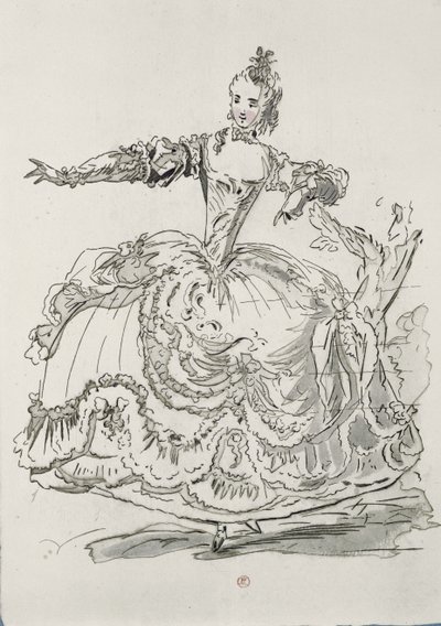 Miss Puvigne som den levende statue, i Pygmalion, en libretto af Lamotte, komponeret af Jean-Philippe Rameau (1683-1764) 1748 (farvegravering) af French School