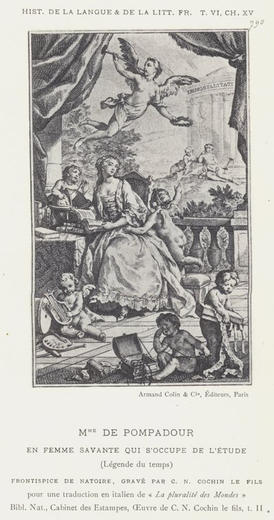 Mme De Pompadour, Som en lærd kvinde, der tager sig af studiet, Legend of Time (litho) af French School