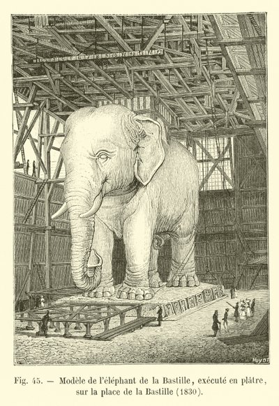Model af Bastillens elefant, udført i gips, på Place de la Bastille, 1830 af French School