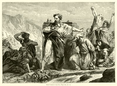 Moses bryder guldkalven (gravering) af French School