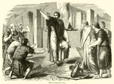 Moses underviser i loven (indgravering) af French School