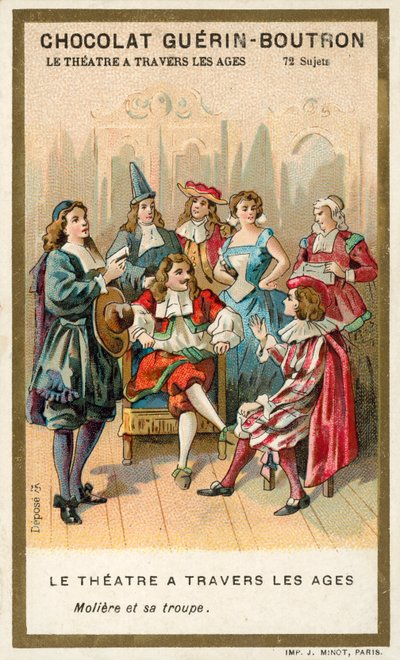 Moliere og hans skuespillertrup (chromolitho) af French School