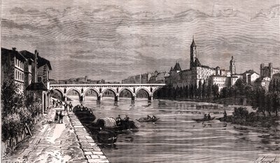 Montauban - Languedoc-Roussillon-Midi-Pyrénées - gravering i "La France illustree: geografi, historie, statistisk administration" af V.-A. Malt-brun. 1884 af French School