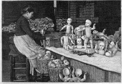 Montreuil dukkefabrik i 1888. af French School
