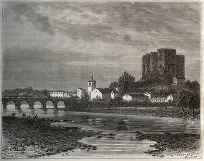 Montrond-les-Bains (Montrond les Bains) departement i Loire i Rhone-Alpes-regionen - indgravering i "La France illustree: geografi, historie, statistisk administration" af V.-A. Malt-brun. 1884 af French School