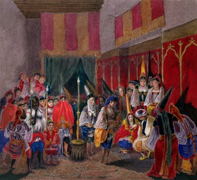 maurisk bryllup i Algeriet, ca. 1840-45 (wc på papir) af French School
