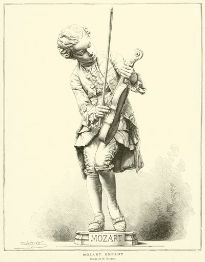 Mozart barn, Statue af M Barrias (gravering) af French School