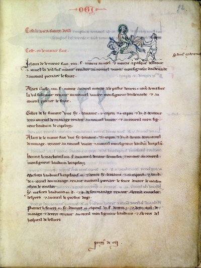 Ms 1175 f.92 St. Martin skærer sin kappe, fra Vieil Rentier dAudenarde, 1291-1302 af French School