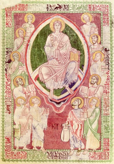 Ms 132 fol.2r Kristus med de tolv mindre profeter, fra Explanatio in Prophetas et Ecclesiasten af St. Hieronymus, fra Citeaux Abbey af French School