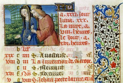 Ms 134 May: Bejlende par, fra en timebog af French School
