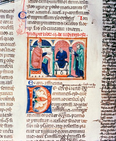 Ms 150 f.61v A Judgement, from the Decrets de St. Gregoire IX af French School