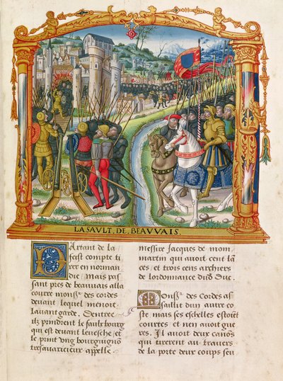Ms 18 f.92r Siege of Beauvais af Charles le Temeraire, hertug af Bourgogne, 27. juni 1472, fra Philippe of Commines