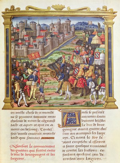 Ms 18 fol.36r Krig mellem Karl den Dristige, Hertugen af Bourgogne og Liège i 1467-68, fra Philippe of Commines