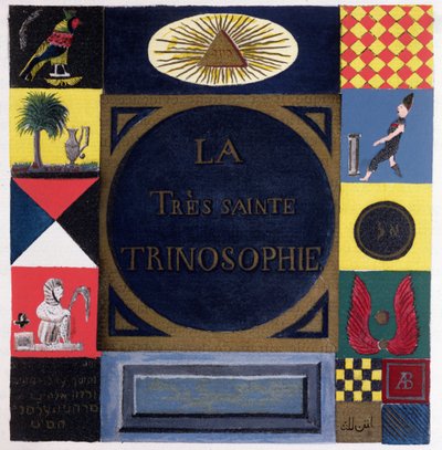 Ms 2400 Frontispice af La Tres Sainte Trinosophie tilskrevet Comte de Saint-Germain (1696-1784) (wc på papir) af French School