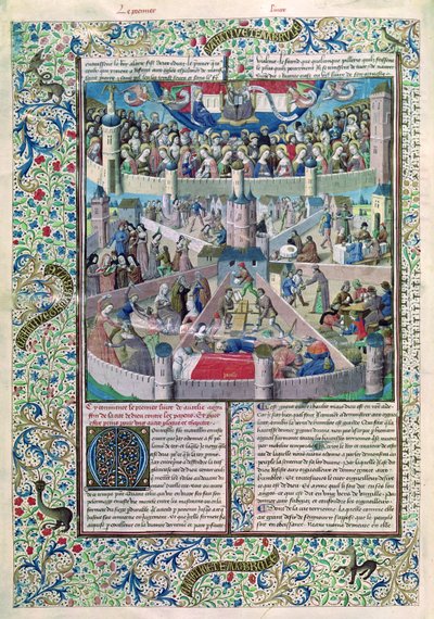 Ms 246 fol.3v Vices and Virtues on Earth, fra De Civitate Dei af St. Augustine of Hippo (354-430) af French School
