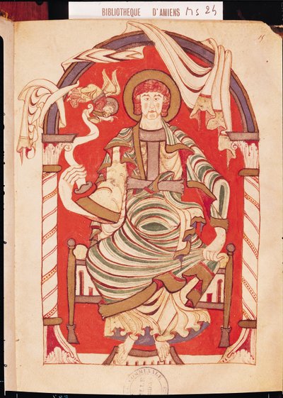 Ms 24 fol.15 St. Matthæus, illustration fra Evangeliet om Corbie Abbey af French School