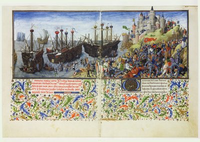 Ms 2617 Amazonernes slot er belejret af Theseus, hertug af Athen, fra La Teseida, af Giovanni Boccaccio (1313-75) 1340-41 af French School