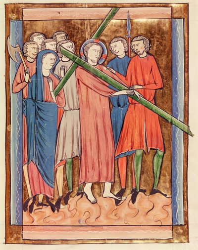 Ms 3016 fol.16 Kristus bærer korset, fra Psautier a lUsage de Paris af French School