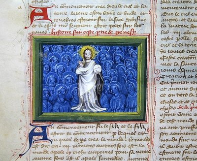 Ms 313 Gud omgivet af engle, fra Bible des Grands Augustins af French School