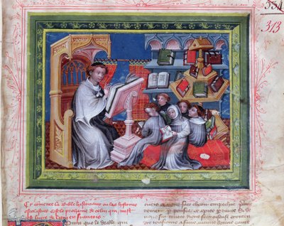 Ms 313 School Scene, fra Bible des Grands Augustins, 1494 af French School