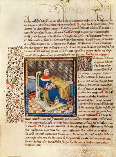 Ms 316 fol.3 A Philosopher at his Desk, fra Les Dits Moraux des Philosophes af French School