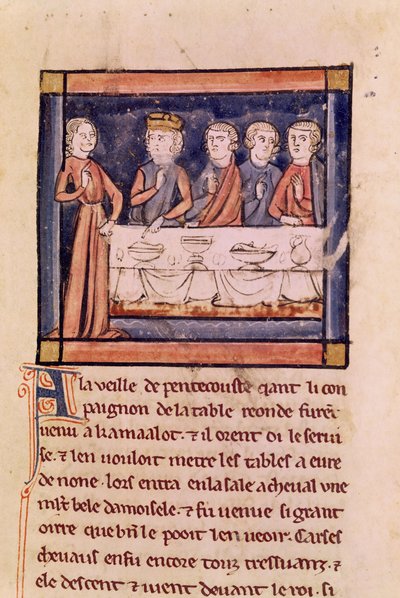 Ms 3347 fol.214 Pinseaften... fra Livre de Sir Lancelot du Lac af French School
