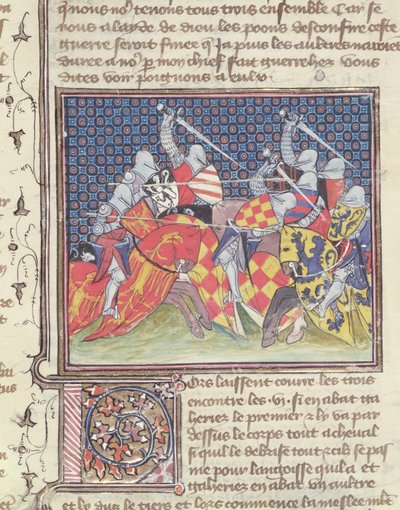 Ms 3480 Knights in Battle, fra Livre de Messire Lancelot du Lac af French School