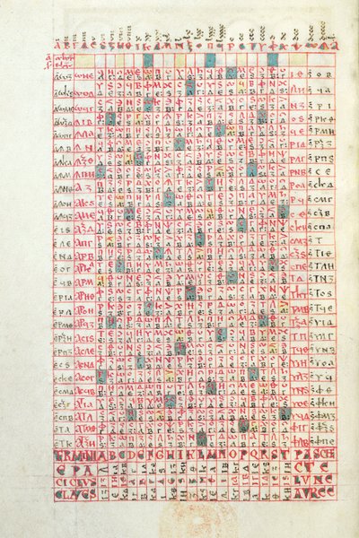 Ms 364 A Perpetual Calendar, fra Breviary of Mont-Cassin, slutningen af det 11. eller begyndelsen af det 12. århundrede af French School