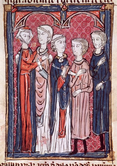 Ms 372 fol.141 An Engagement, from Decrets de Gratien af French School