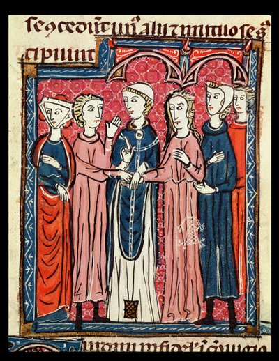 Ms 372 fol.153 Et ægteskab, fra Decrets de Gratien af French School