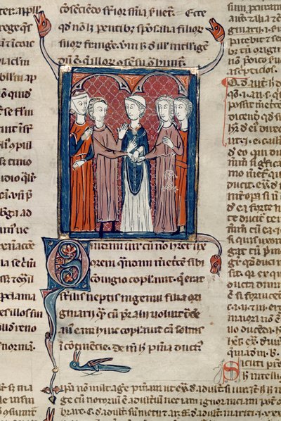 Ms 372 fol.168 En ægteskabsscene, fra Decrets de Gratien af French School