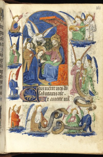 Ms 39-1950 f.111r Jomfruens kroning (vellum) af French School